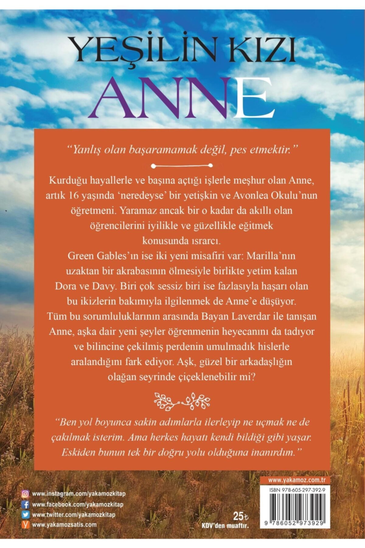 Yeşilin Kızı Anne - Avonlea (Yakamoz Yayınları) Yeşilin Kızı Anne - Avonlea (Yakamoz Yayınları)